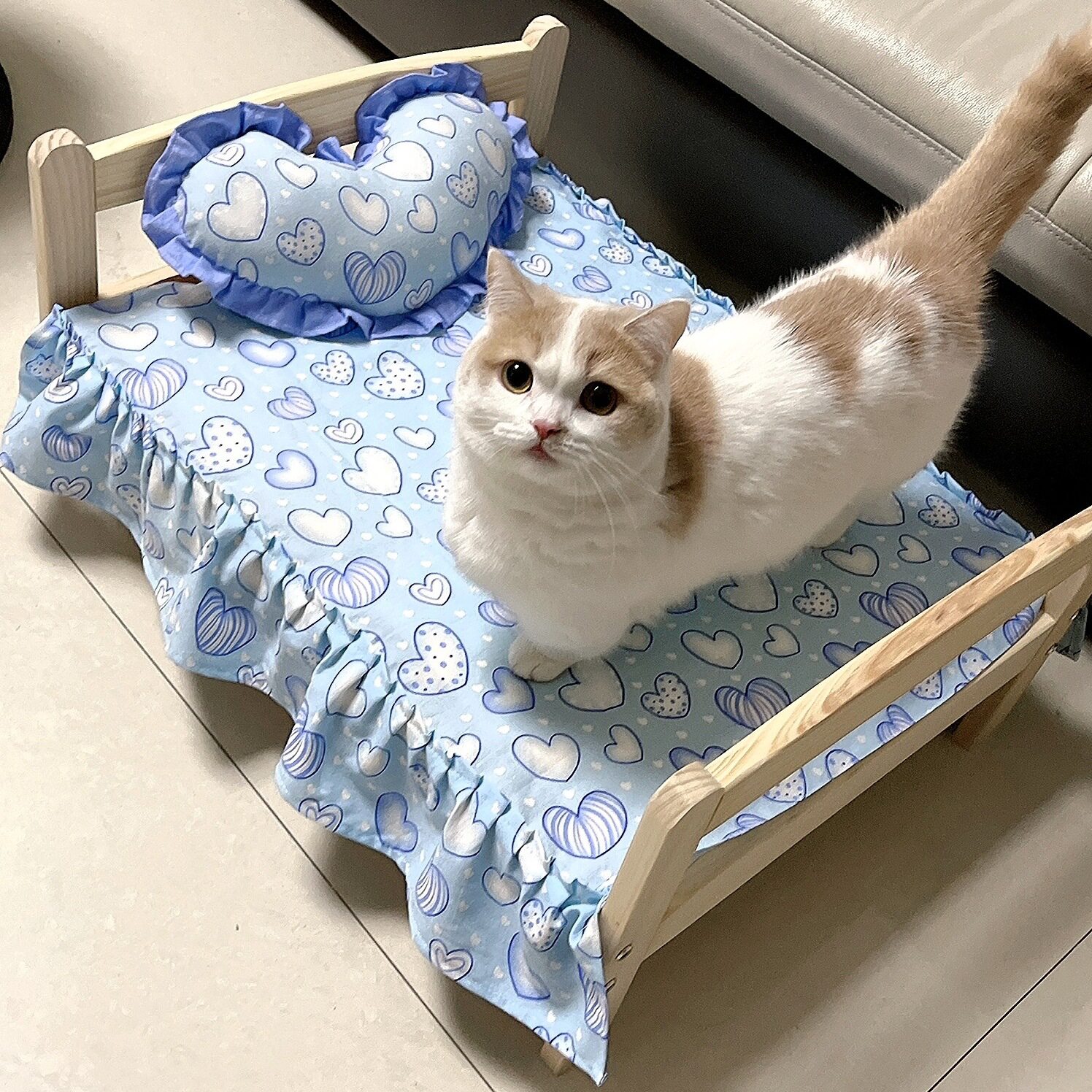 宠物床猫咪小床小狗床四季通用小猫木质离地床玩偶床狗狗实木窝床
