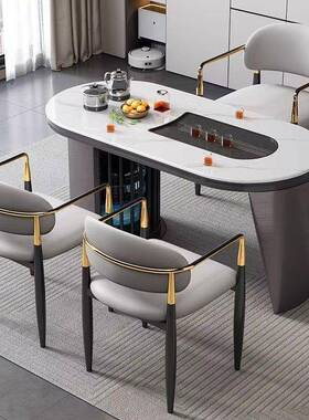 意式岩板茶桌椅组合家桌用阳台茶简约现办代公茶一体一整套EHK几