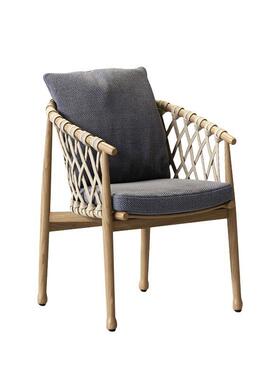 户WOD外柚木桌椅庭院编藤家具别墅酒藤店实椅木室外花园绳编椅组