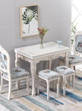 3Y折叠岩餐桌家用小WNB型欧式餐桌椅组合简约板实省木空户间可伸