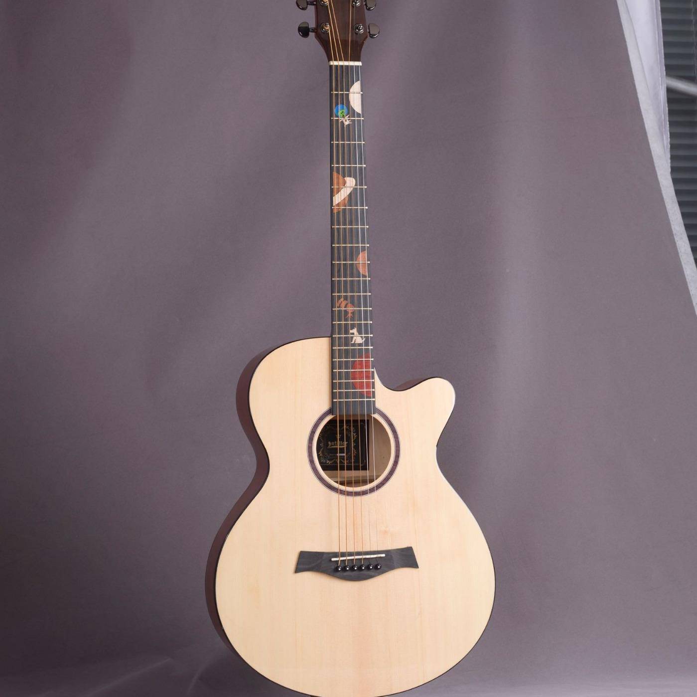 40单寸板民谣吉他星指板贴花GUITAR乐器光云球杉40寸亮光面单椴木
