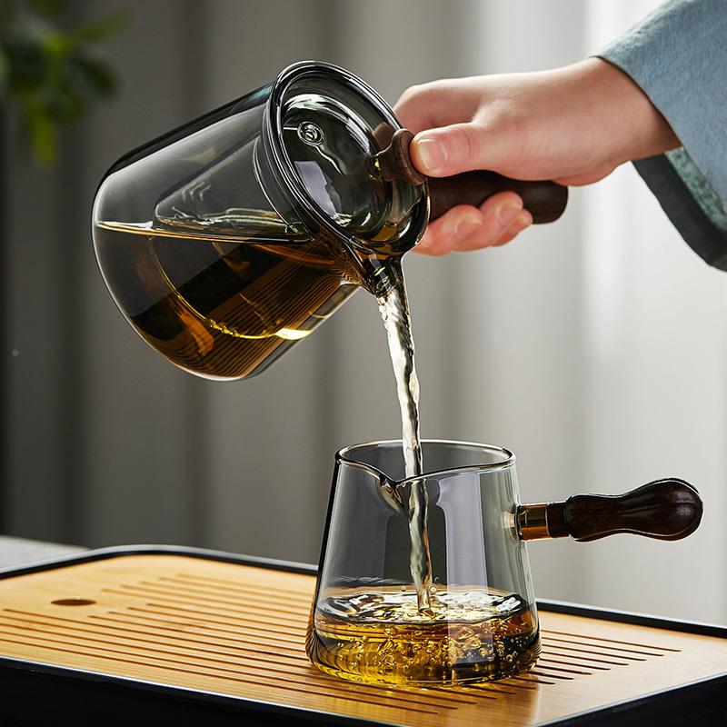 ?玻璃F77MSSM9茶具套家用茶盘小型办装公室客厅防茶烫耐泡茶热壶