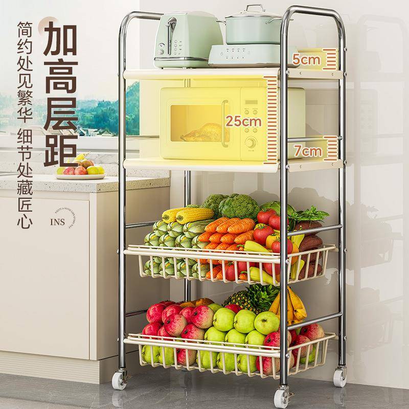 房蔬菜置物架地多功能403微波炉架子家用多落层放葱厨姜菜蒜篮收