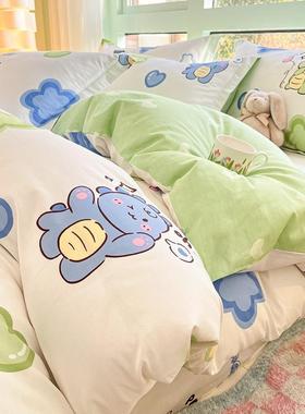 新款10127全棉床单四件套儿童卡通件被套单双0人纯单棉裸单品睡被