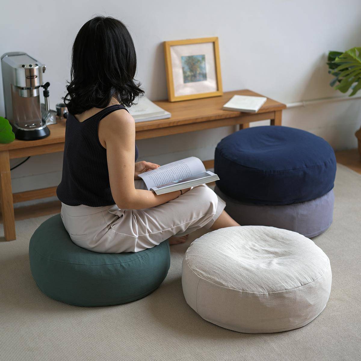 日式懒人坐垫蒲团坐地榻榻米FCD加厚坐墩飘窗垫垫子家用圆上形打