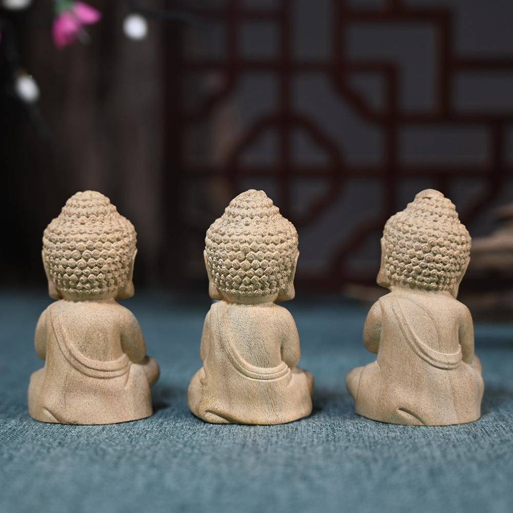 金丝楠木雕刻宝佛宝汽车小摆件小沙弥茶工宠ZJQ家居装饰摆木饰质