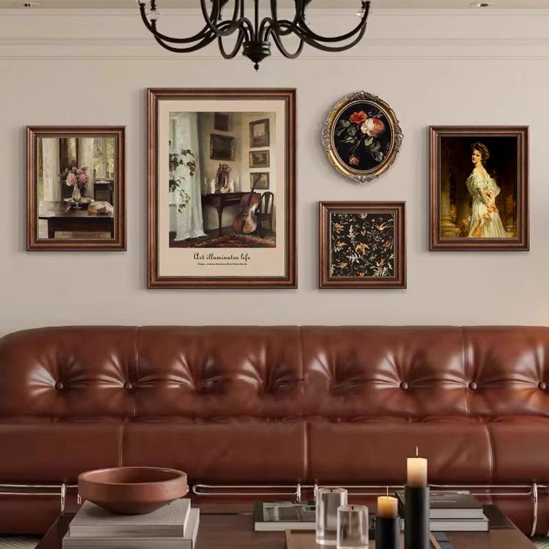 美复古客厅装饰式轻奢画沙发背景组合法75挂画卧室餐厅文艺式壁画