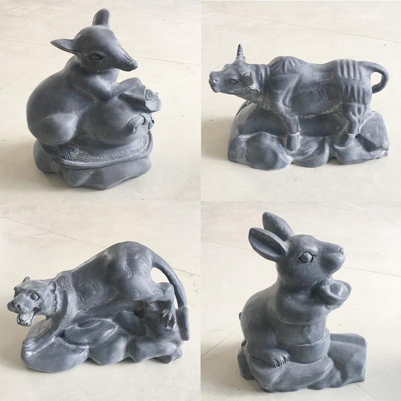 青石十二生龙肖石雕摆件鼠牛虎兔蛇马猴鸡狗羊天然石头雕刻猪SD-3