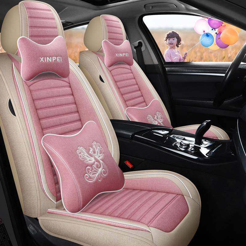 汽车坐垫套座全包围四季全通用亚透气棉麻全CRD包座套麻小车座椅