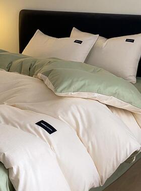 床上四件罩套全棉OHO100纯棉被床套床单三件套025新款2被床笠上用