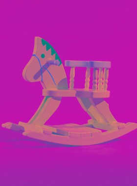 迷你家居摆件 家具模型袖珍玩具 桌面装饰 可爱小木马 摇摇椅