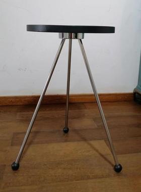 中古实啡木边几美式咖厅阳台小圆桌民UTF落地不发锈钢沙桌子角宿