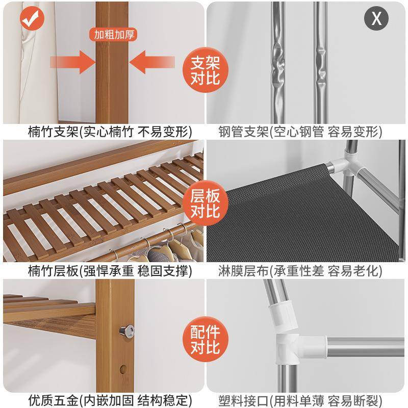 挂衣架落地衣架YMJ卧简易衣帽架房间家用晾衣收架室功能衣服纳架