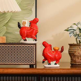 马关上有马钱上发财桌面陶马摆件家居装饰桌面YA432811玄电瓷视柜