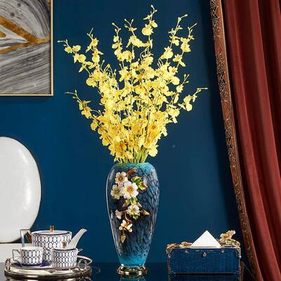 轻奢珐彩摆玻璃花瓶关件客厅玄欧式家居插琅花美式家居装饰品FS74