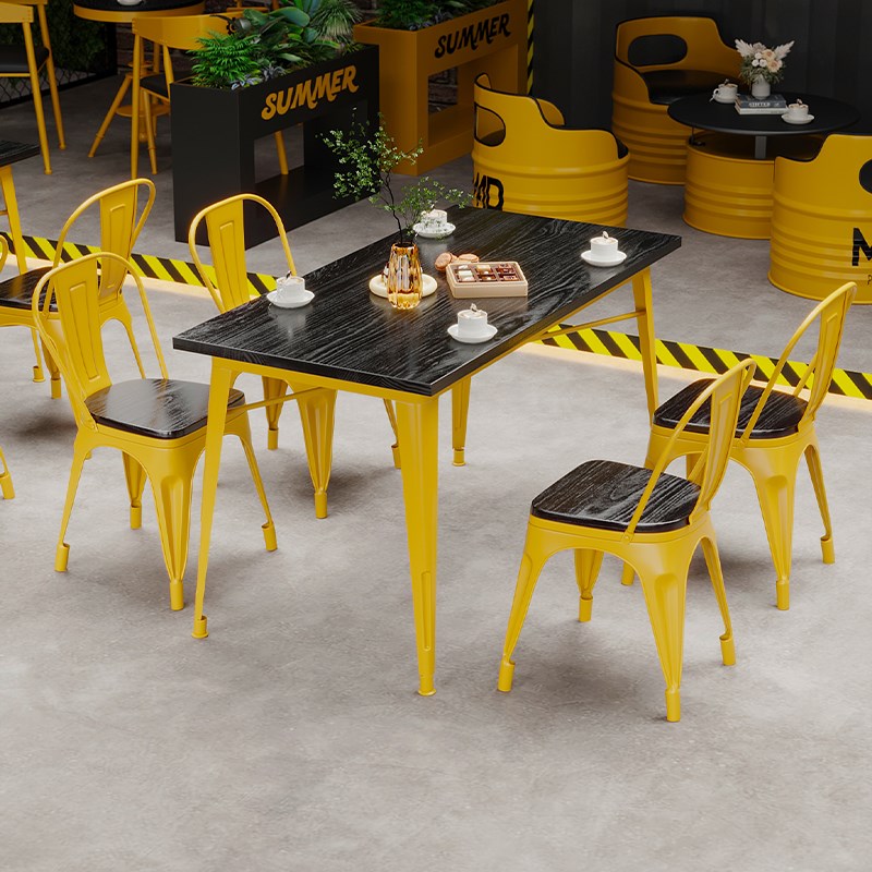 奶茶店餐桌椅组合酒吧清吧美式复古D咖啡厅烧烤店工业风铁艺休闲