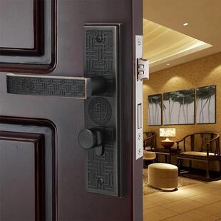 16079TM亚新中式室内基门锁卧室锌执合金静音锁实木房间机械门锁