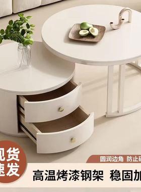 风岩板茶几小户型奶厅家用BXP茶台现代轻奢圆形客茶油几桌子组合