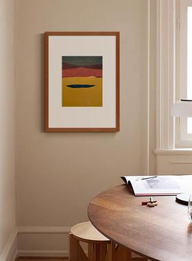 蓝色雪山原木法式园奶风小众装饰画客厅餐al202510厅田小油清新文