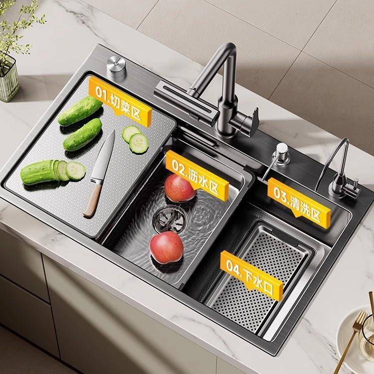 加厚34不6045锈钢水槽集渣厨房大洗槽0家用洗菜盆碗水单池