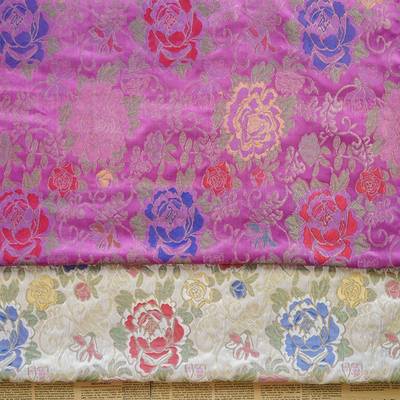 古风人丝浮雕剑花服提花布LK4452-4中金式马甲多汉汉服色面料