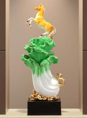 鹿进门玄关风一高升摆件大白菜客厅屏装壁龛办公室竖高饰乔ltao87