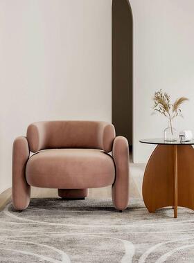 网红轻奢接待会客厅区洽沙谈桌椅约现代简客休闲白色单人发椅QEN