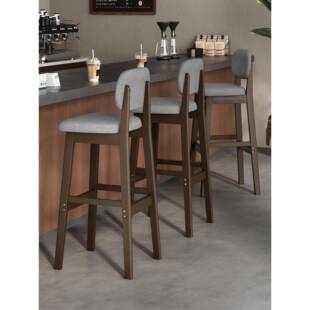 吧台台椅脚实木高凳XUN吧台凳子收家用高脚椅银岛餐椅靠背餐桌高