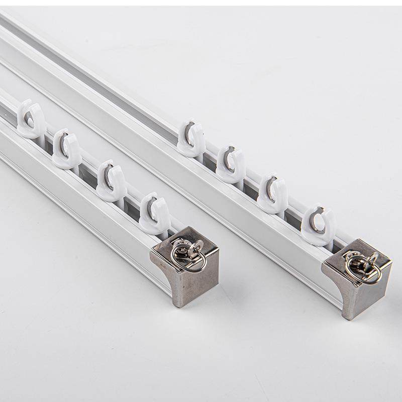 G012铝合金加厚窗单双G012轨侧装装静音直轨道滑轨顶窗纱杆帘导道