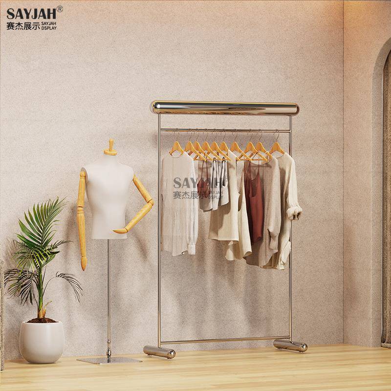 服装店展示架装新款加不锈钢银厚色拉丝女落地式亮中光岛陈792列