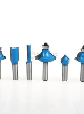 12件467木工铣套装木工雕刻机电铣m修刀边机蓝色刀头套木装刀具8m