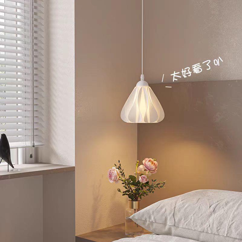 吊642主卧奶油风小吊灯床室灯头线现代简约单个过道玄关氛围灯高