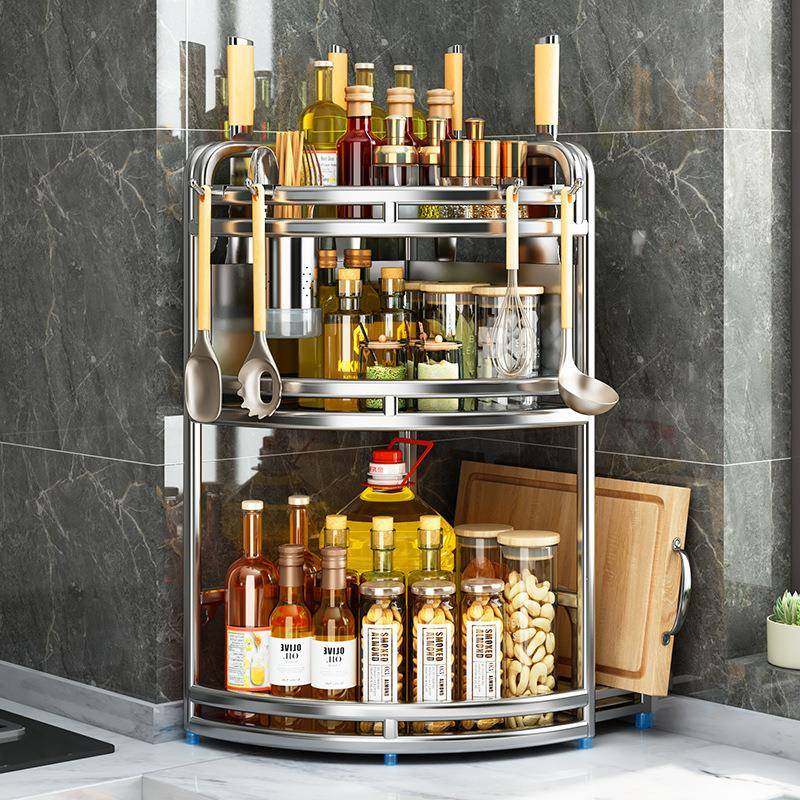 仕厨房调料帅置物架台面不架调锈钢三角放调料品墙ZXM角收纳子味