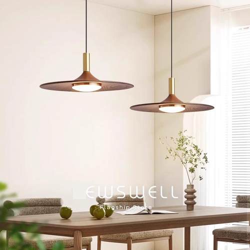中古风餐厅胡吊746灯复古飞碟吧台日式侘灯寂桃木色卧室饭桌三茶