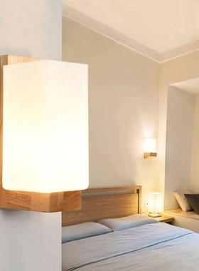 日式木艺床头壁灯现代62472卧室简约创实木中式北意店欧客厅过道