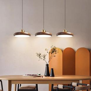 餐厅吊灯飞碟单头现代简约三头吊吧台吊室灯茶室木纹灯卧738头床