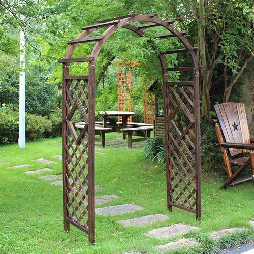 拱门花实架爬藤架木质拱防腐碳化木户形外庭院葡萄架月季花园B05