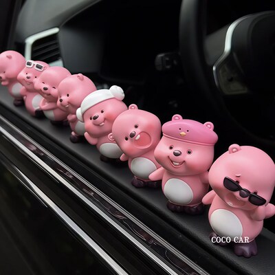 可爱loopy汽车摆件车内装饰品中控台小海狸开心日常露比公仔女生