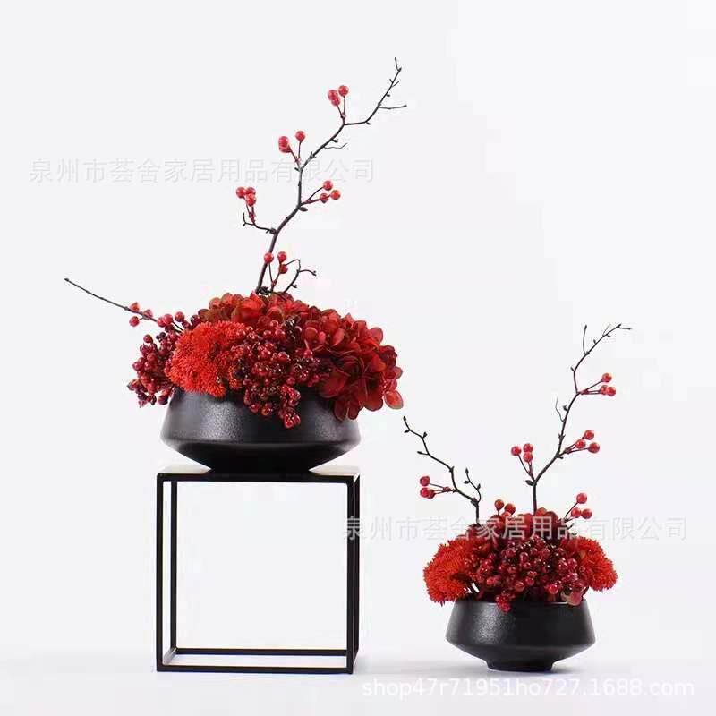 黑色金属小型铁架底座软装工艺品玄关中式盆景盆栽铁艺置物架摆设