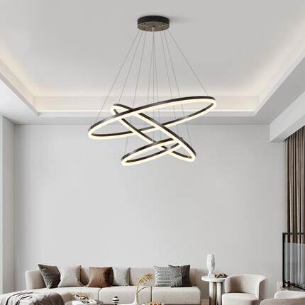 客厅吊灯北欧现代简约大气环形餐厅灯led灯极简创意大厅中山灯具