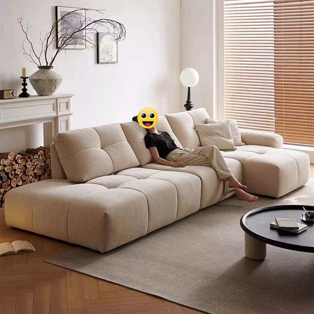 意式像素沙发2026新款客厅豆腐块直排可移动靠背奶油风雪尼尔沙发