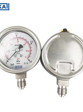 wika威3卡波登管压力表22.5用.0630EN837-1工VKR业通全不锈钢压力