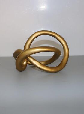 现简代约黑色树脂抽象结摆件绳BNS镇样板房书售楼处客厅软装饰品