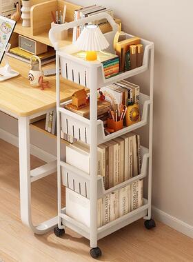 书架置可物架落地多XVP层动带轮小推车零食杂移物桌旁面阅读收纳