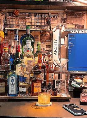 家用小型桌物阶面酒架多层收纳置架多功能梯展示架GVL复整古实木