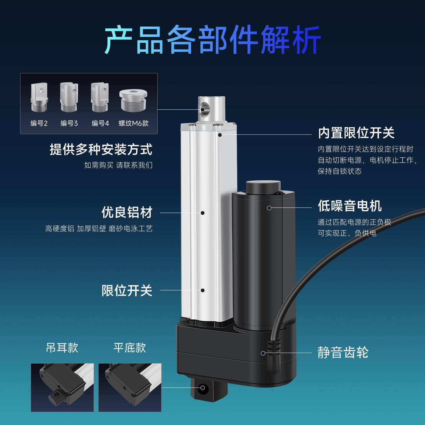 直流电动推杆伸缩杆工业级电大6244推直流往复机直线力升降杆IP10