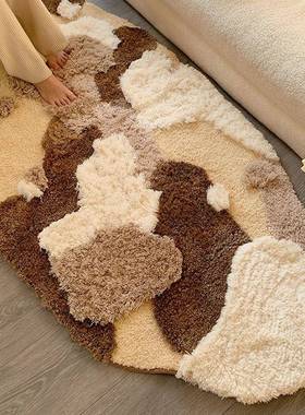 欧北地毯加厚高YA-31635级感植水洗长毛床边毯形异绒地毯风现货