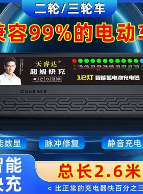 自示动断电两轮三轮电充电器快充电动量显电瓶PFB车适车用铅酸大