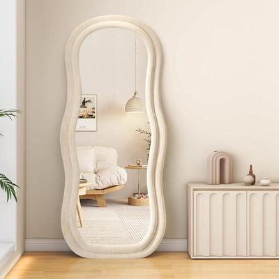 网红全身镜奶卧油ins风异形浪KMT衣穿镜家用波落地镜女生室试衣镜