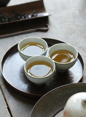 水纯紫铜锻打锤纹海棠小号干台泡茶茶承壶垫储小具茶盘功93012夫